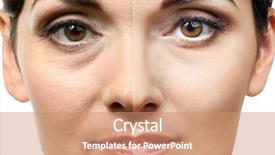  Presentation with cosmetic surgery - Theme featuring skin treatment - woman face background and a coral colored foreground