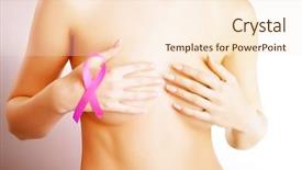  Presentation with cancer care - Presentation enhanced with skin tumor - breast cancer pink ribbon background and a cream colored foreground