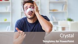  Presentation with plastic surgery - Slide set consisting of skin tumor - young man recovering healing background and a gray colored foreground