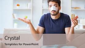  Presentation with trauma and plastic surgery - Beautiful PPT theme featuring skin tumor - young man recovering healing backdrop and a mint green colored foreground