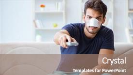  Presentation with wound healing first aid - Colorful slide deck enhanced with skin tumor - young man recovering healing backdrop and a coral colored foreground