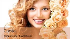  Presentation with girl model - Audience pleasing presentation design consisting of skin whitening - beauty model girl with long backdrop and a coral colored foreground