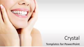  Presentation with shot - Audience pleasing slide deck consisting of skin whitening - closeup shot of happily laughing backdrop and a sky blue colored foreground