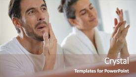  Presentation with bathroom - Presentation theme enhanced with skincare - gorgeous couple going through daily background and a coral colored foreground