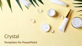  Presentation with natural skincare - Slide deck consisting of skincare - natural cosmetics and leaves background and a cream colored foreground