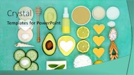  Presentation with anti ageing - Cool new presentation design with skincare-anti-ageing-beauty-treatment backdrop and a seafoam green colored foreground