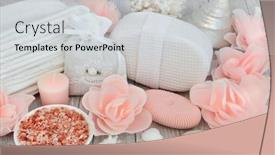  Presentation with skincare - Beautiful slide set featuring skincare ex foliating and detoxifying beauty treatment with himalayan sea salt rose flower soap petals bathroom accessories and shells backdrop and a light gray colored foreground
