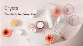  Presentation with natural skincare - PPT theme consisting of skincare-products-and-daisy-flowers background and a lemonade colored foreground