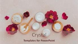  Presentation with natural skincare - Presentation theme consisting of skincare-products-and-dog-rose background and a  colored foreground
