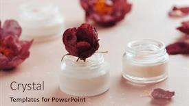  Presentation with natural skincare - Slide deck having skincare-products-and-dog-rose background and a  colored foreground