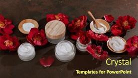  Presentation with natural skincare - Presentation with skincare-products-and-dog-rose background and a wine colored foreground