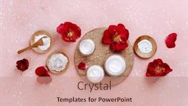  Presentation with natural skincare - Presentation theme having skincare-products-and-dog-rose background and a coral colored foreground