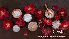  Presentation with natural skincare - Presentation theme having skincare-products-and-dog-rose background and a tawny brown colored foreground