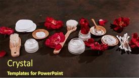  Presentation with skincare - Theme consisting of skincare-products-and-dog-rose background and a wine colored foreground