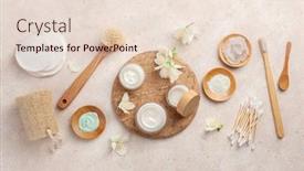  Presentation with natural skincare - Slide deck consisting of skincare-products-and-jasmine-flowers background and a  colored foreground