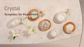  Presentation with natural skincare - PPT theme consisting of skincare-products-and-jasmine-flowers background and a lemonade colored foreground