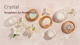  Presentation with natural skincare - Presentation consisting of skincare-products-and-jasmine-flowers background and a lemonade colored foreground