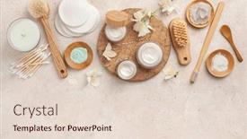  Presentation with natural skincare - PPT layouts having skincare-products-and-jasmine-flowers background and a lemonade colored foreground