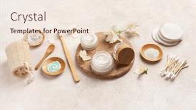  Presentation with natural skincare - PPT theme enhanced with skincare-products-and-jasmine-flowers background and a lemonade colored foreground