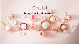  Presentation with natural skincare - Slide deck enhanced with skincare products and rose flowers natural cosmetics for home spa treatment background and a lemonade colored foreground