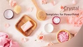  Presentation with natural skincare - Audience pleasing PPT theme consisting of skincare products and rose flowers natural cosmetics for home spa treatment backdrop and a lemonade colored foreground
