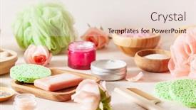  Presentation with natural skincare - Amazing PPT layouts having skincare-products-and-rose-flowers backdrop and a lemonade colored foreground