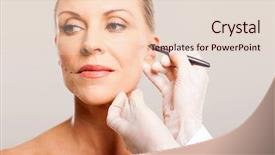  Presentation with plastic surgery - Cool new PPT theme with skinmedical - doctor drawing correcting lines backdrop and a lemonade colored foreground