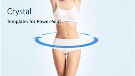  Presentation with flat lay of female sport - Presentation design featuring skinny - fit sporty and beautiful female background and a sky blue colored foreground