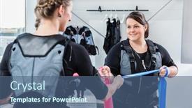  Presentation with ems - Slide deck with skinny-and-plump-woman-having background and a ocean colored foreground