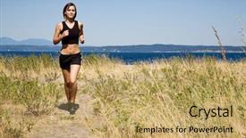  Presentation with sporty - PPT theme consisting of skinny girls - beautiful sporty caucasian girl running background and a  colored foreground