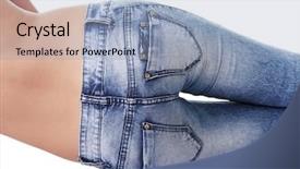  Presentation with jeans - Audience pleasing PPT theme consisting of skinny girls - fit female butt in blue backdrop and a light blue colored foreground