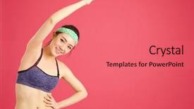  Presentation with pretty girl - Presentation design featuring skinny girls - pretty asian girl stretching whilst background and a coral colored foreground