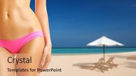  Presentation with south beach - Slides consisting of skinny girls - woman on beautiful beach background and a coral colored foreground