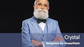  Presentation with black men - Colorful presentation theme enhanced with skinny men - elderly man in a stylish backdrop and a ocean colored foreground