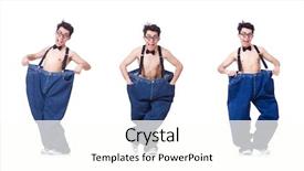  Trousers PPT template - Cool new PPT theme with skinny men - funny man with trousers isolated backdrop and a cream colored foreground