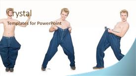  Trousers PPT template - Audience pleasing theme consisting of skinny men - funny man with trousers isolated backdrop and a  colored foreground