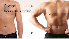  Presentation with health and fitness - Colorful slides enhanced with skinny men - health and fitness concept backdrop and a coral colored foreground