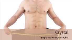  Presentation with jeans - PPT theme with skinny men - man in dieting concept background and a coral colored foreground