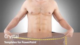 Presentation with jeans - Presentation theme featuring skinny men - man in dieting concept background and a coral colored foreground