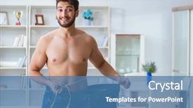  Presentation with weight loss - Cool new presentation theme with skinny men - man in oversized pants backdrop and a teal colored foreground