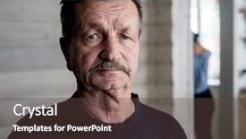  Presentation with old man - Audience pleasing slide deck consisting of skinny men - sad old man backdrop and a  colored foreground