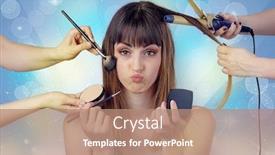  Presentation with beauty salon - Presentation consisting of skinny-young-girl-portrait background and a coral colored foreground