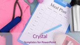  Presentation with meal plan - Cool new PPT theme with skipping meals - meal plan and sports equipment backdrop and a sky blue colored foreground