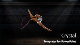  Presentation with gymnastics - Audience pleasing PPT theme consisting of skipping rope - girl engaged art gymnastics backdrop and a black colored foreground