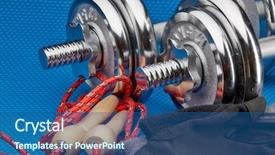  Presentation with sport blue - Amazing theme having skipping rope on a blue backdrop and a ocean colored foreground