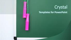  Presentation with rope - PPT theme featuring skipping rope on green blackboard background and a  colored foreground