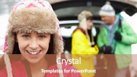  Presentation with boot camp botts - Presentation design featuring skis in boot of car background and a coral colored foreground