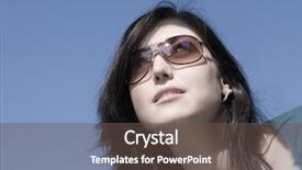  Presentation with blue sky - Colorful presentation design enhanced with skittish-girl-look-on-blue backdrop and a tawny brown colored foreground