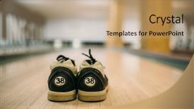  Presentation with bowling - Slide deck with skittle - bowling ball and house shoes background and a coral colored foreground