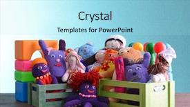  Presentation with pile - Cool new theme with skittle - pile of toys on blue backdrop and a arctic colored foreground